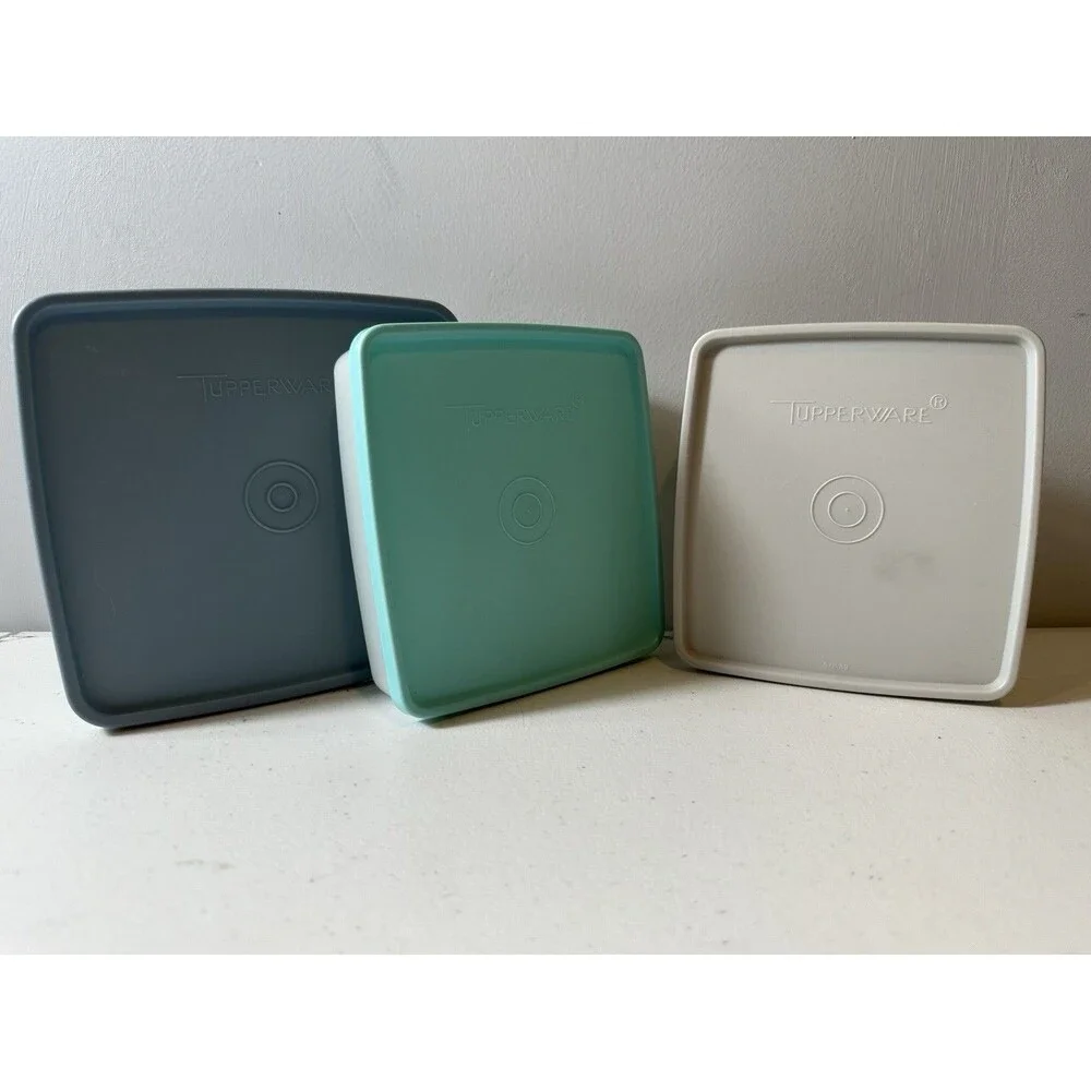 Lot of 3 Tupperware Square Sandwich Keepers 670 & Lids 671
